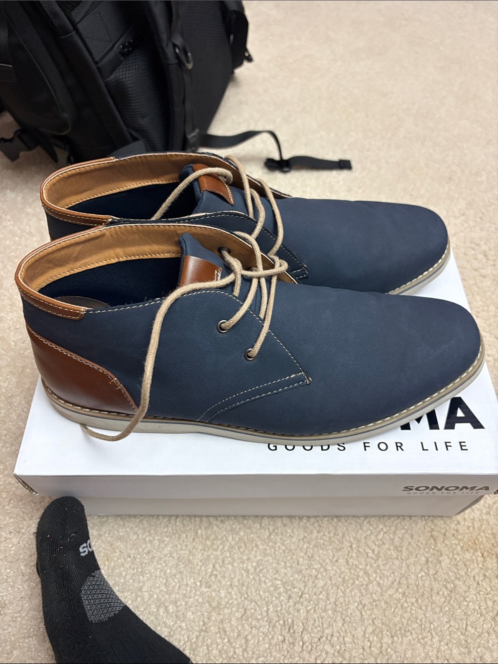 Sonoma Navy and Brown Lace-Up Chukka Boots